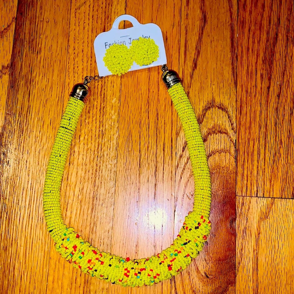 Yellow beaded necklace